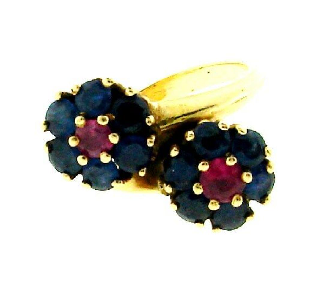 CUTE 14k Yellow Gold, Sapphire & Ruby Ring Circa 1950s! (1 of 3)