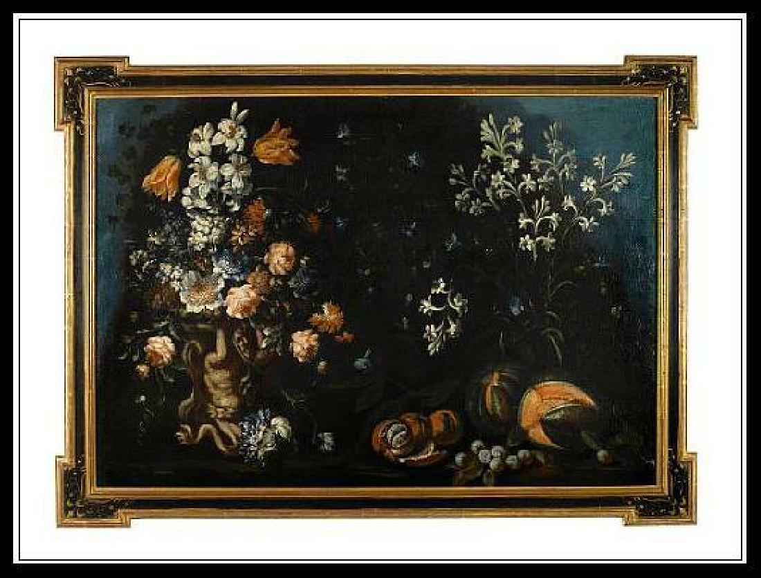 Spectacular Antique 17th C Italian Still Oil Painting: It measures approximately: 36 x 51in (91.4 x 129.5cm). This is an absolutely fabulous Antique 17C Oil Painting IN EXCELLENT CONDITION!!! This lovely painting is a genuine Italian antique and dates to