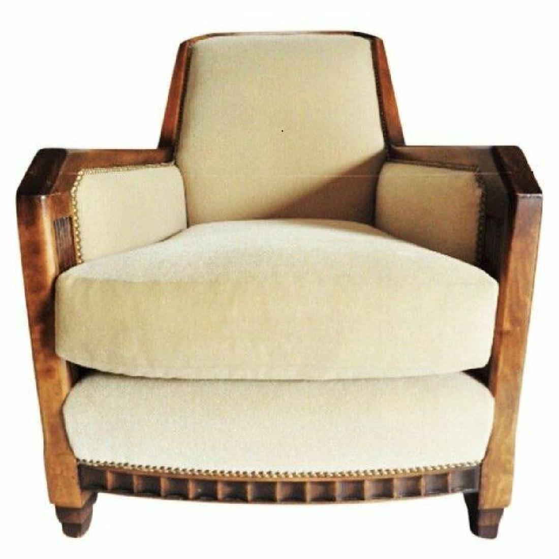 Superb Art Deco Club Chair W Tan Mohair by Charles: Superb Art Deco Club Chair W Tan Mohair by Charles Pollock for William Switzer Dimensions: 28?W × 34.25?D × 33?H Period: 2010's Place of Origin: North America Materials: Mohair Condition: Good Condi