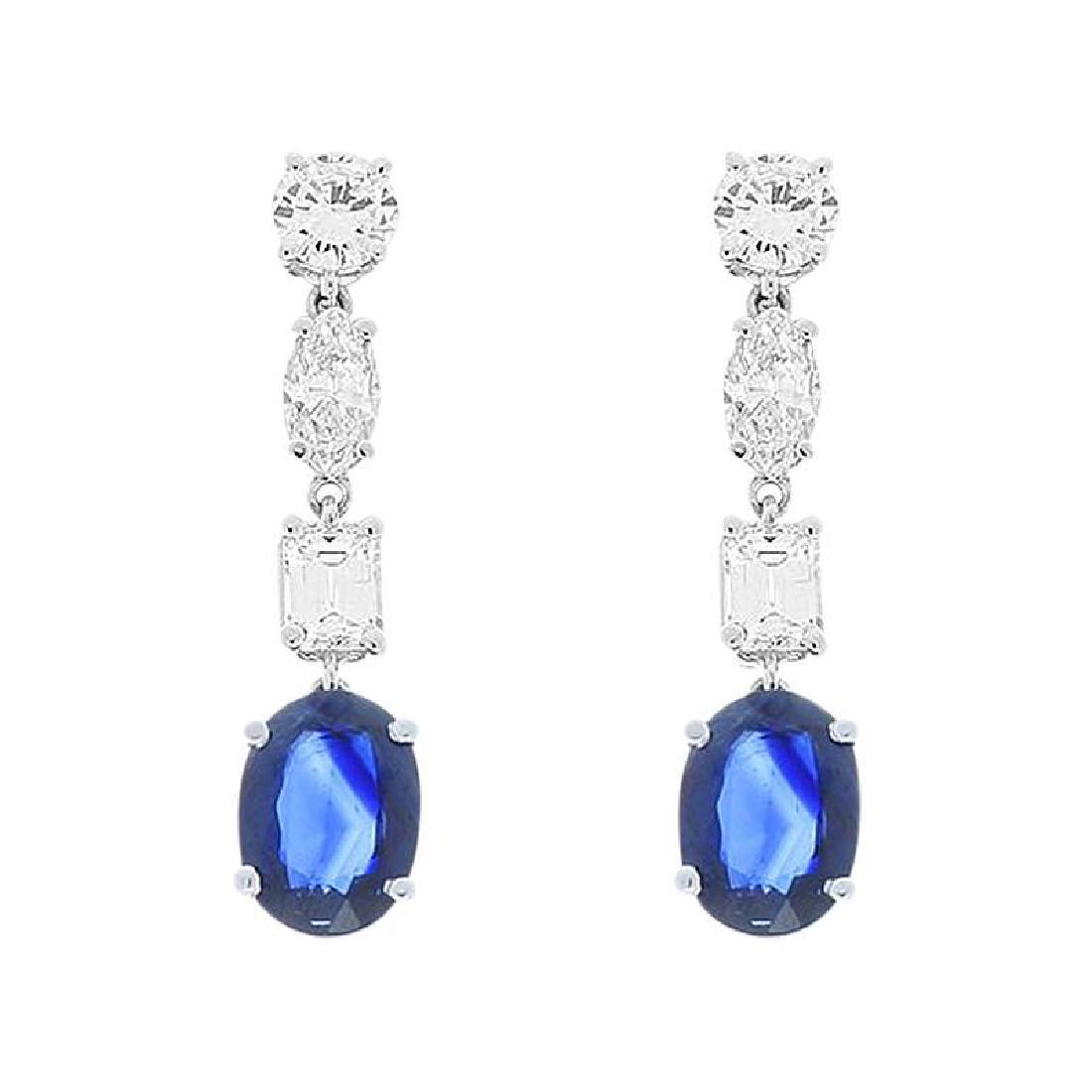3.90 Carat Total Blue Sapphire and Diamond Drop Earring (1 of 7)