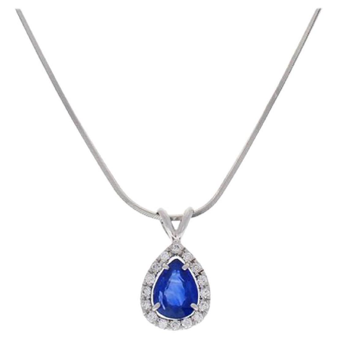 1.23 Carat Pear Shape Blue Sapphire and Diamond Pendant (1 of 6)