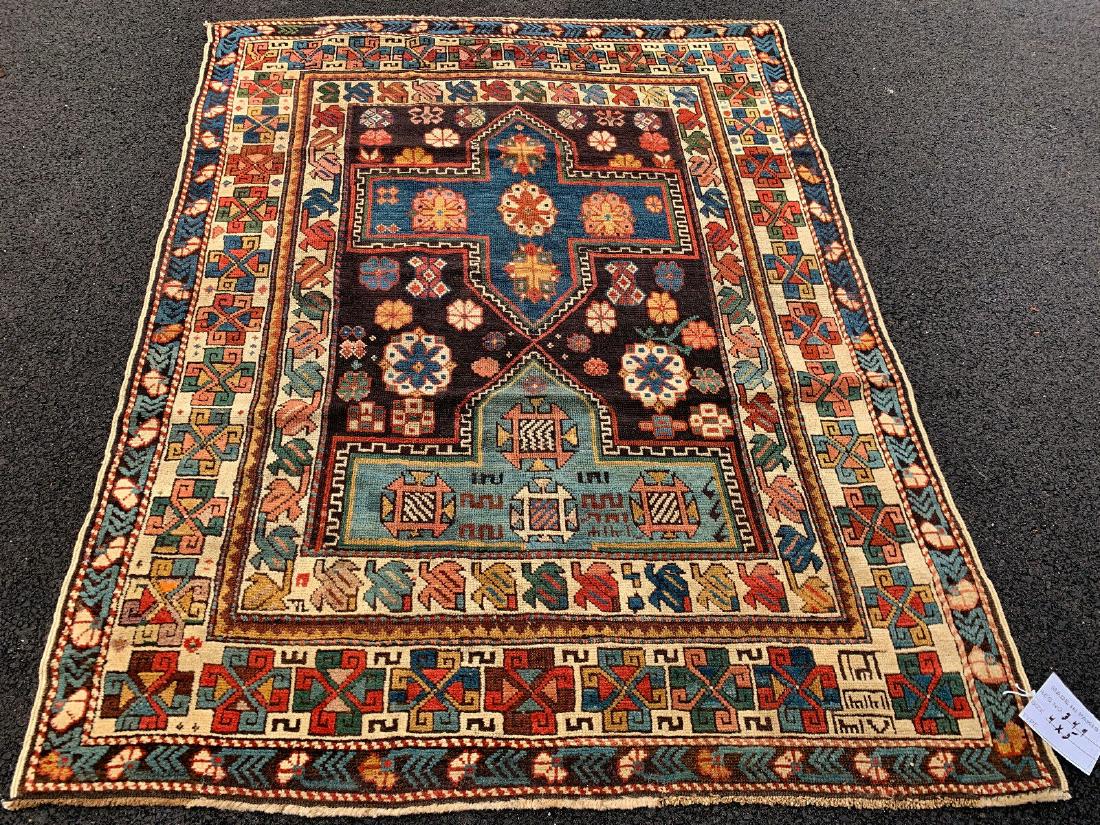 ANTIQUE AND VERY FINE SHIRVAN KAZAK RUG 4X5FT CIRCA (1 of 8)