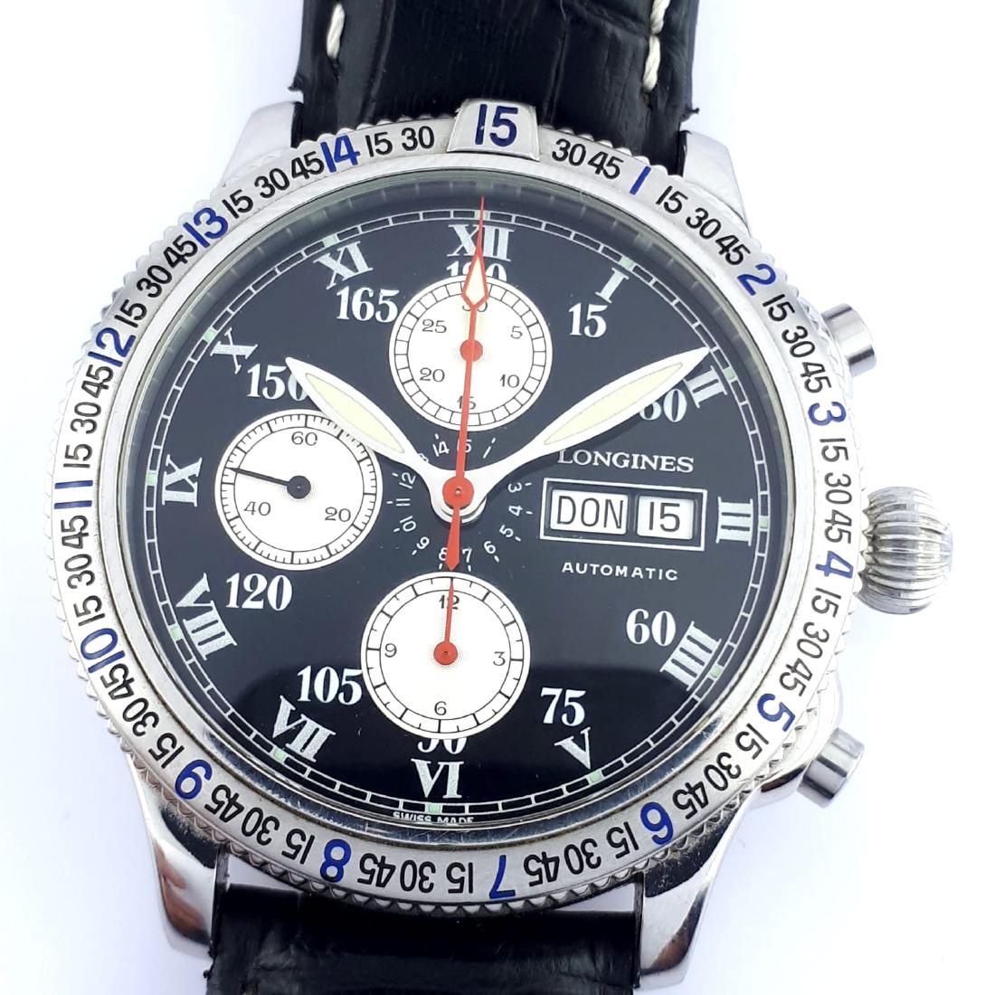 Longines - Chrono Lindbergh Hour Angle 42mm - Men: The original model of the Lindbergh Hour Angle Watch (this is the original name) was designed by Charles Lindbergh as a navigation tool for pilots during the flight. On May 20 and May 21, 1927, Lindbe