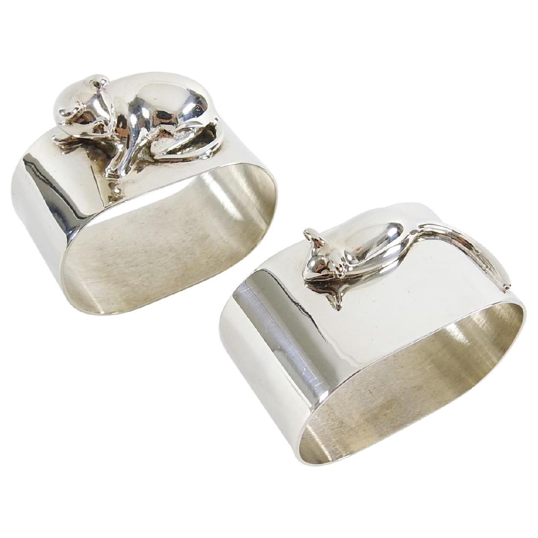Christian Dior Vintage Cat and Mouse Napkin Rings: Title: Christian Dior Vintage Cat and Mouse Napkin Rings Description: Christian Dior Vintage Cat and Mouse Napkin Rings. Purchased from the Paris Dior flagship store in the 1980's. Pair of silver plat