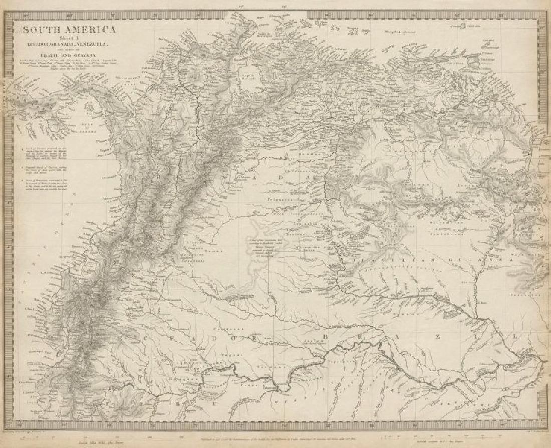 AMAZONIA.Showing "El Dorado?", missions & tribes.: TITLE/CONTENT OF MAP: 'SOUTH AMERICA, SHEET I., ECUADOR, NEW GRANADA, VENEZUELA AND PARTS OF BRAZIL AND GUYANA' This fascinating map of the North West part of South America/Amazonia covers Ecuador, Ne