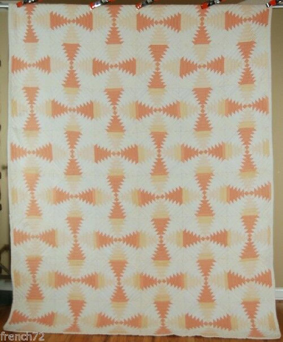 Vintage 4-Patch Pineapple Windmill Blades Log Cabin (1 of 9)