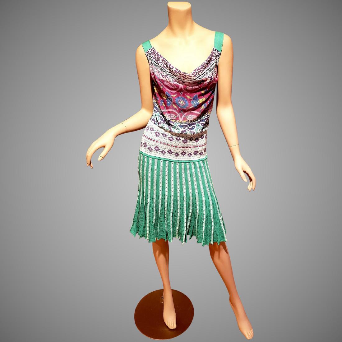 Roberto Cavalli dress class green purple draped chiffon (1 of 8)