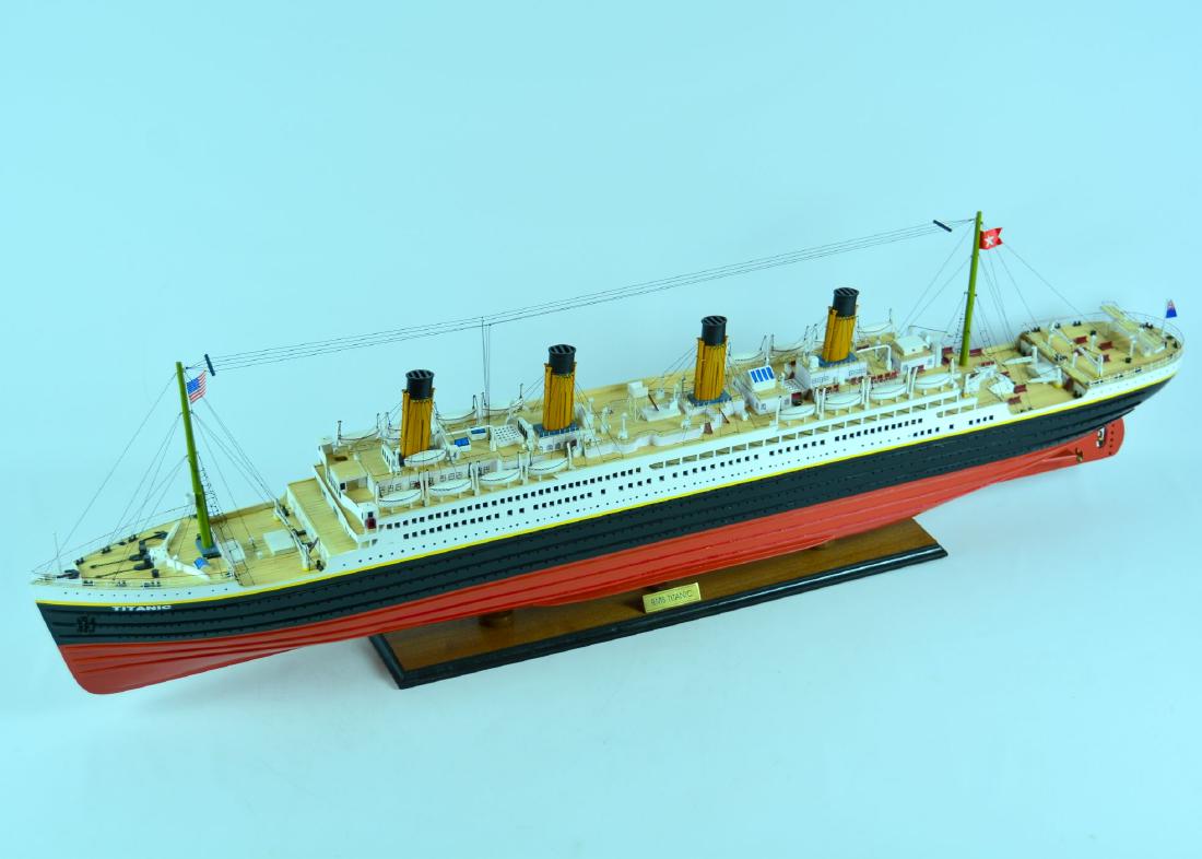 Titanic large size 56 inches: 56 Inches Length x 6.5 inches Beam. This beautiful model is already built, NOT a kit.; Handcrafted from finest wood and metal fittings.. All dimensions are in inches. Reserve: $650.00 Shipping: Domest