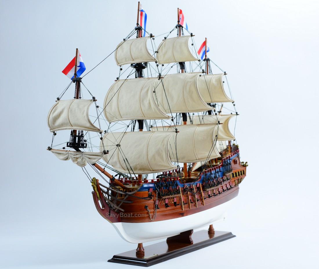 Friesland: Dimension approx.: 35 L x 10 W x 30 H; The model is already built, NOT a model ship kit; Handcrafted from scratch using finest woods & metal fittings. All dimensions are in inches. Reserve: $225.00 Sh