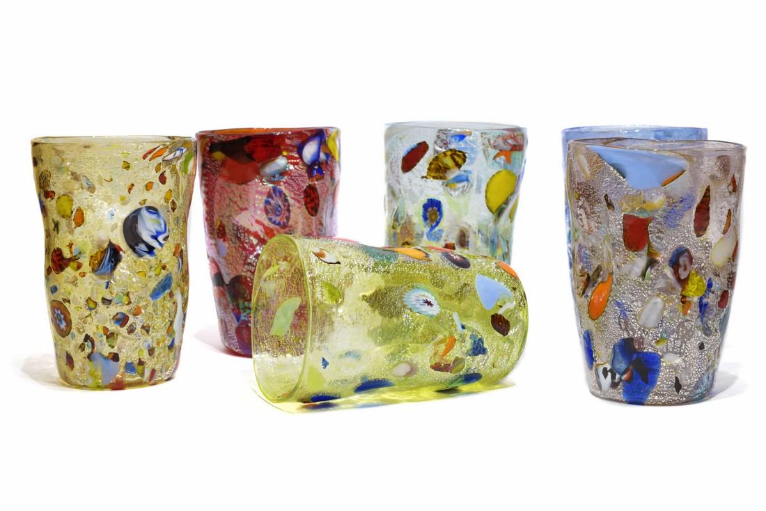 Zecchin - ( set 6 pieces ) Murano glass Goto signed: Title: Zecchin - ( set 6 pieces ) Murano glass Goto signed Maker: Zecchin Origin: Venezia Date/Period: 2018 Materials: Glass Size: 12,5 x 8,5 cm, 1330 grams Set ( 6 pieces ) murano glass goblet , Goto