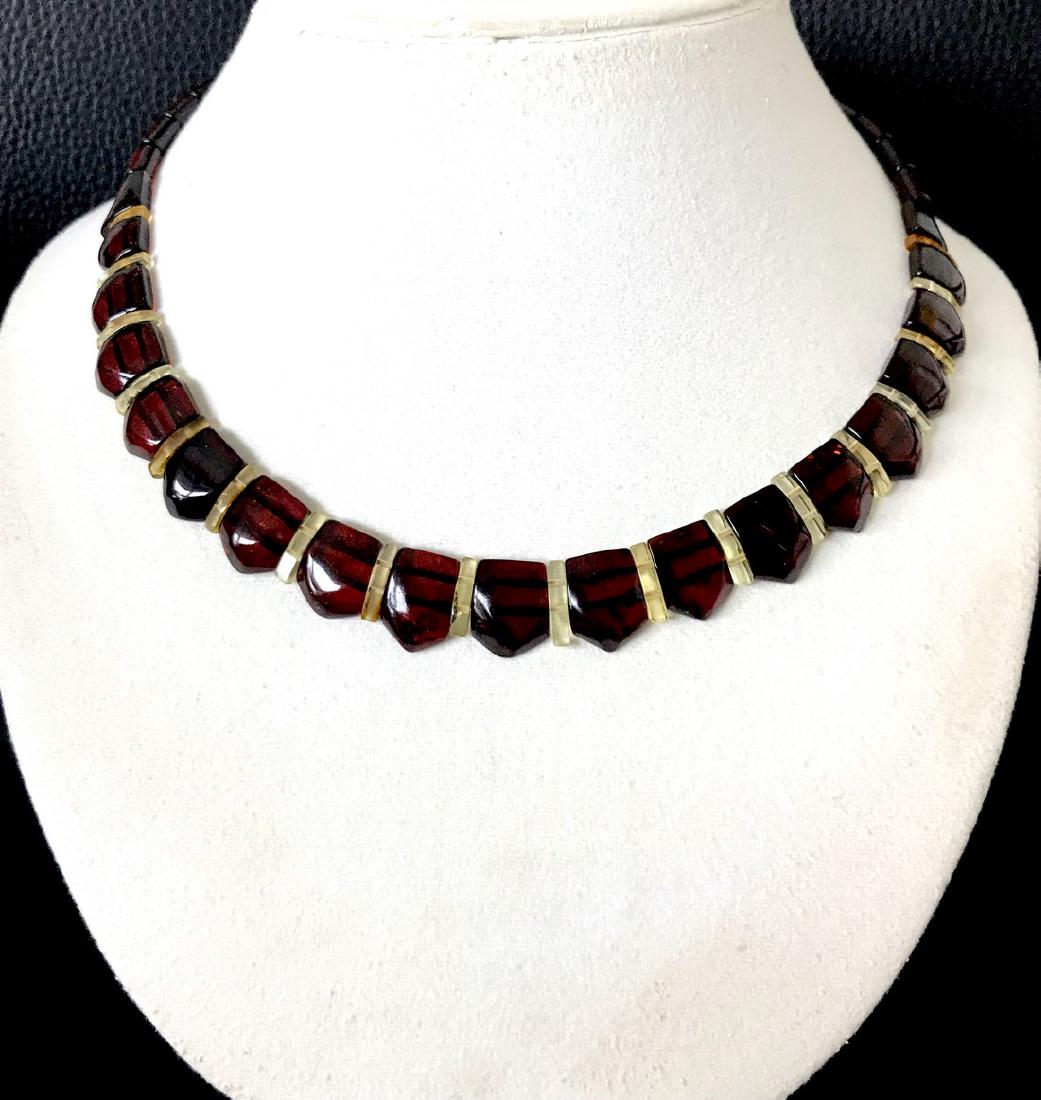 Cut  baltic amber necklace collar in cherry&honey (1 of 10)