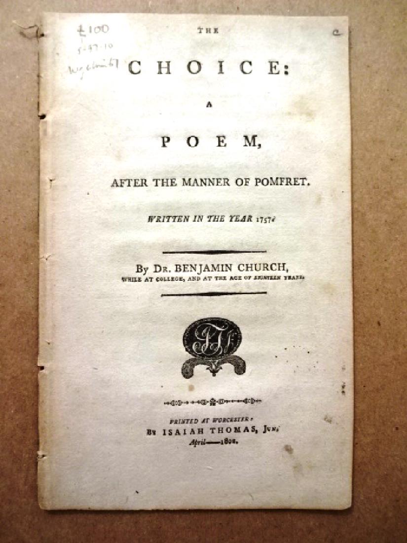 1808 Boston Imprint The Choice: A Poem, After the (1 of 2)