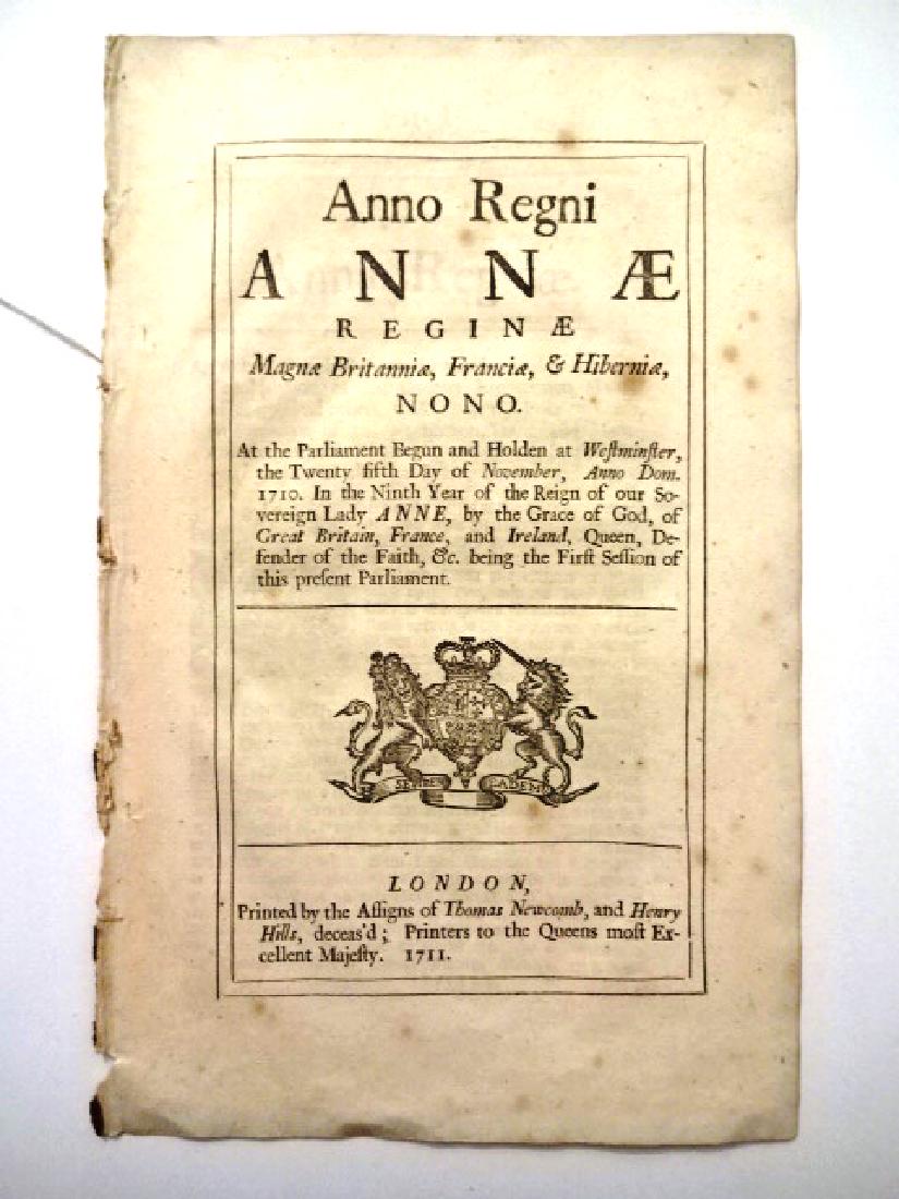 1711 English Act Queen Anne on Coal Trade (1 of 2)