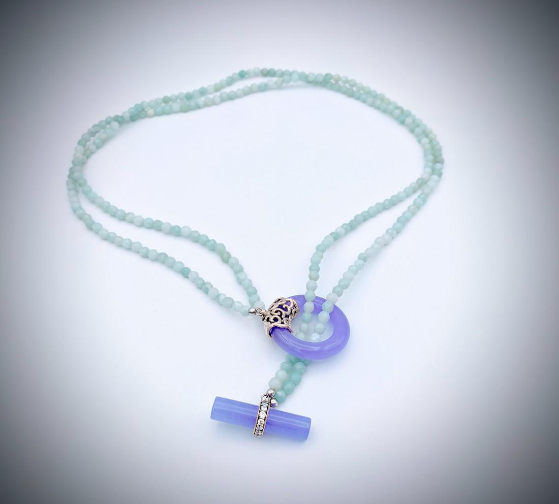 Beaded Jade Necklace w Violet Jade Toggle Closure (1 of 3)