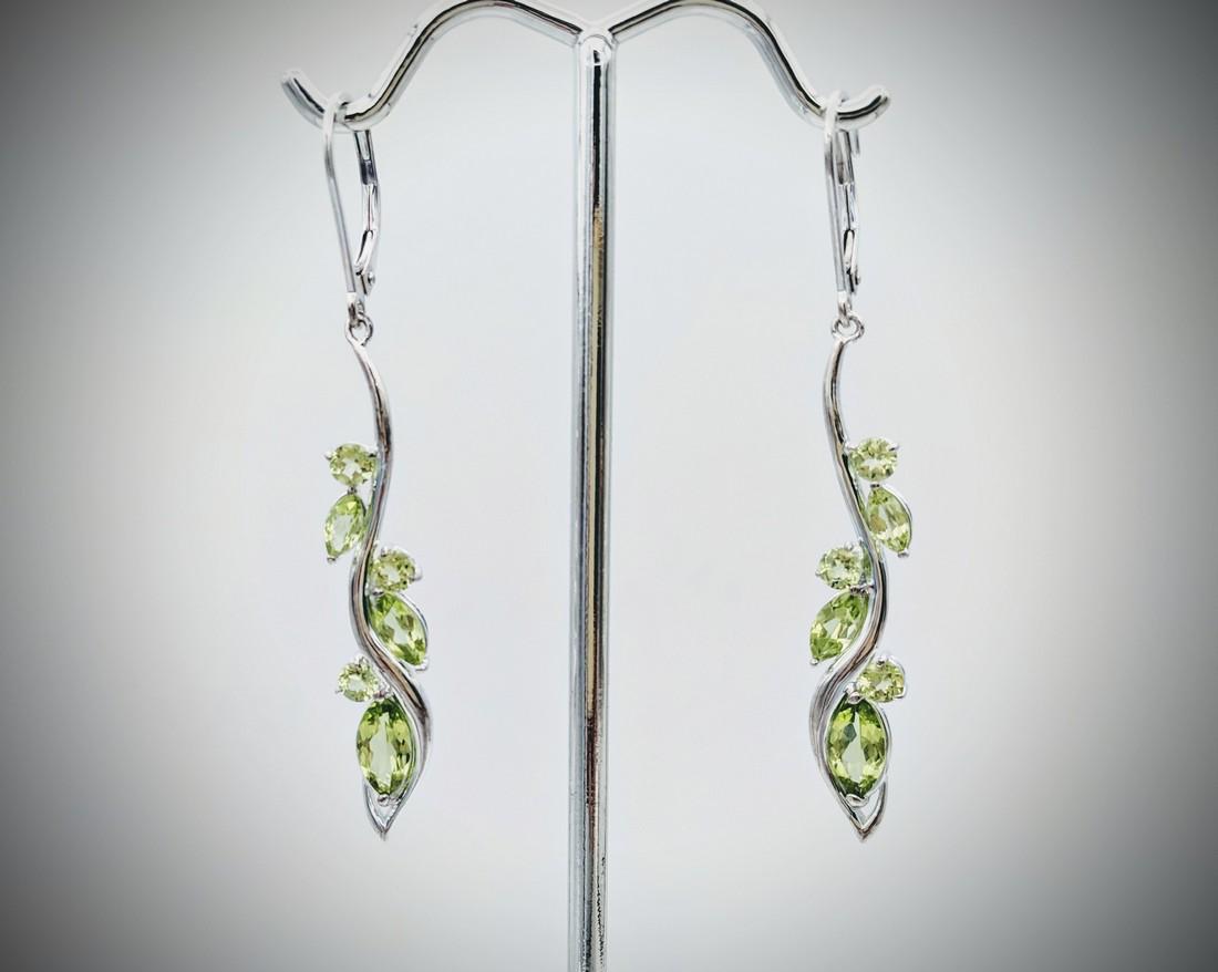 Sterling Silver Dangly Peridot Earrings (1 of 3)