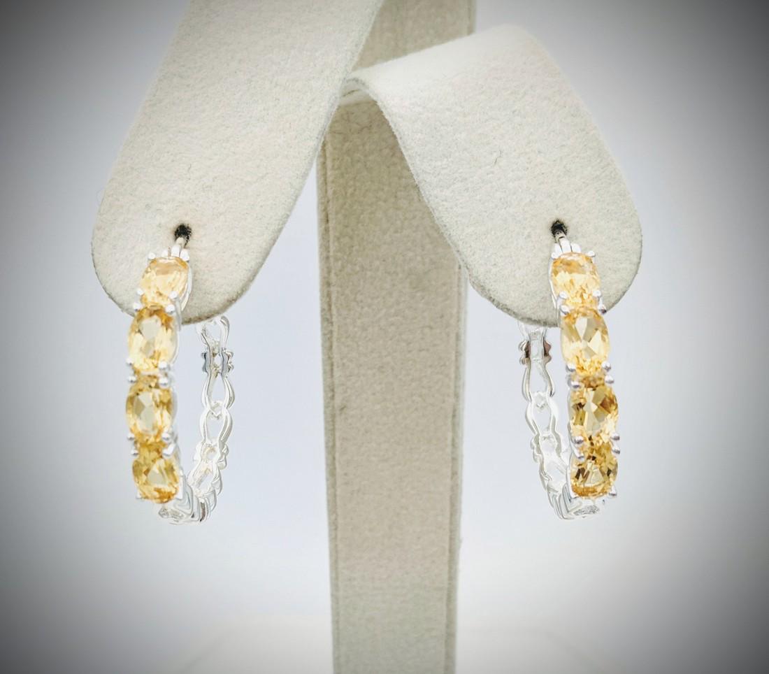 Sterling Silver Hoop Citrine Earrings (1 of 3)