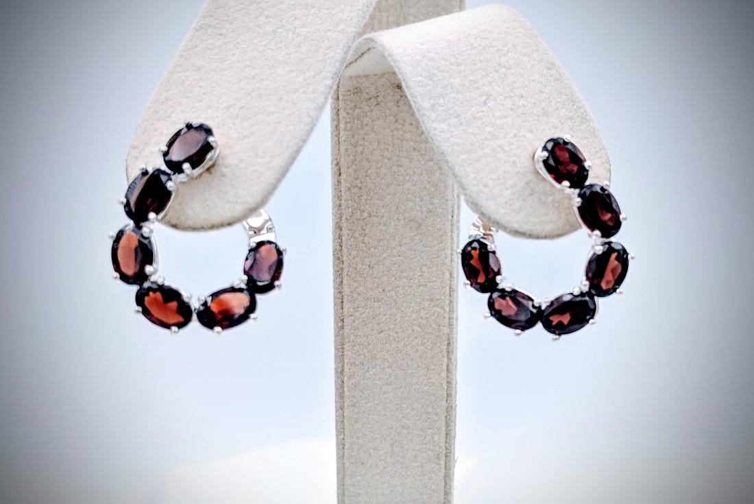 Sterling Silver Twisted Almandine Garnet Earrings w (1 of 3)