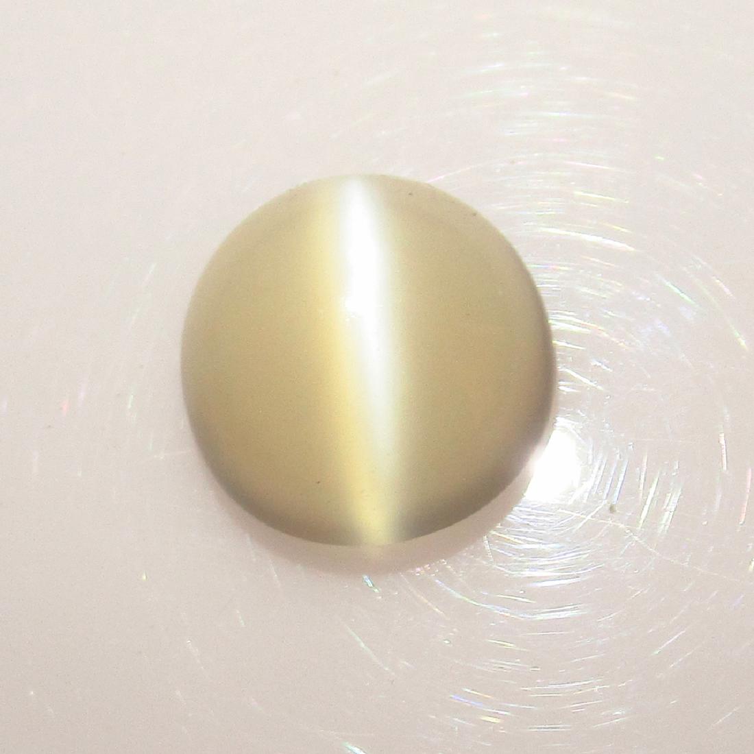 4.15 Ct Genuine Moonstone Cataseye Round Cab: No Reserve! Title: 4.15 Ct Genuine Moonstone Cataseye Round Cab Stone Clarity: Transparent Gemstones: Natural Moonstone catseye Carat Weights: 4.15 Size/Dimensions: 10.70 x 10.40 x 5.40 mm Additional 