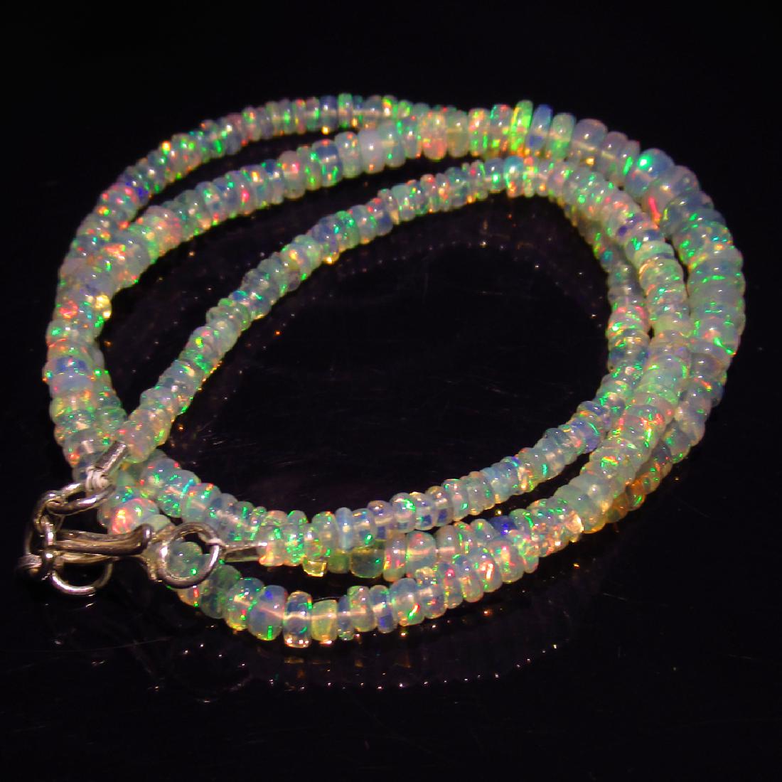 40.18 Ct Natural 208 Opal Beads 925 Silver Necklace (1 of 2)