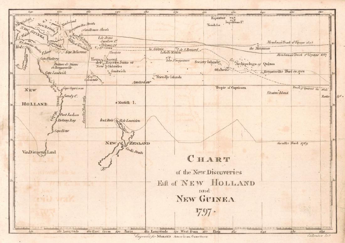 Chart of the New Discoveries East of New Holland And: Title: Chart of the New Discoveries East of New Holland And New Guinea Publication Date: 1797 Cartographer: CALLENDER (SCH.) Publisher: THOMAS & ANDREWS Size: 6.6Height - 9.7Width Engraved for Morse's