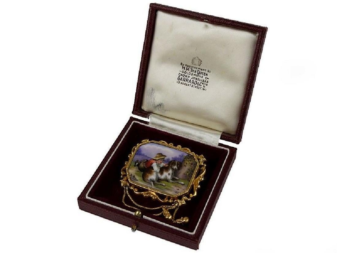 c1830 Swiss Painted Porcelain on Gold Child & St (1 of 4)