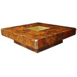 Coffee table by Willy Rizzo: Condition; Good vintage condition consistent with age and use; Dimensions; Height: 13.5" / 34.29cm Depth: 47.25" / 120.02cm Width: 47.25" / 120.02cm; No. of Items; 1; Description; 1970's Willy Rizzo