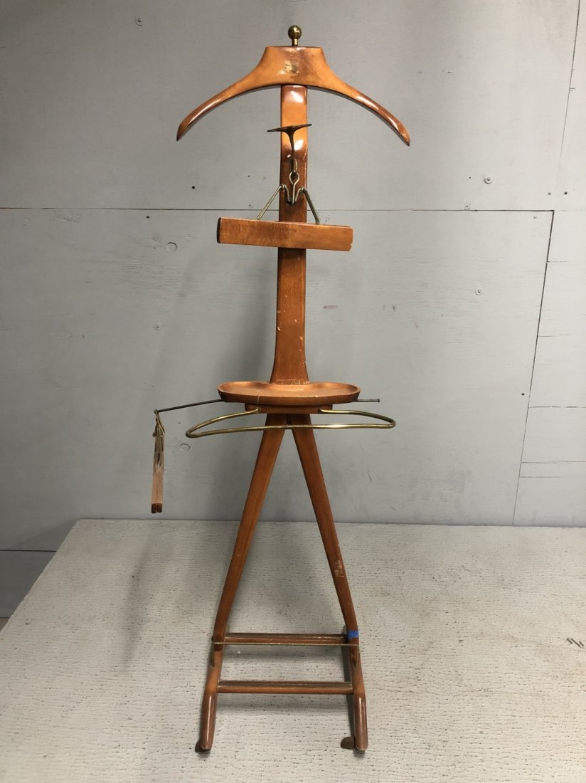 Ico Parisi Gentleman Valet: Condition; Fair vintage condition consistent with age and use; Dimensions; Height: 56.5" / 143.51cm Depth: 15.5" / 39.37cm Width: 21.5" / 54.61cm; No. of Items; 1; Description; Italian Mid-century woo
