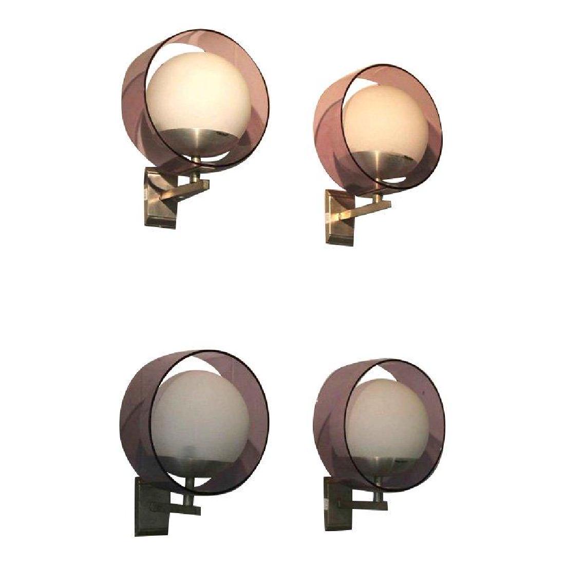 4 Sconces by Stilux: Condition; Good vintage condition consistent with age and use; Dimensions; Height: 9" / 22.86cm Width: 7" / 17.78cm Manufactured By: Stilux Literature: Signed with impressed manufacturer's mark; No. o