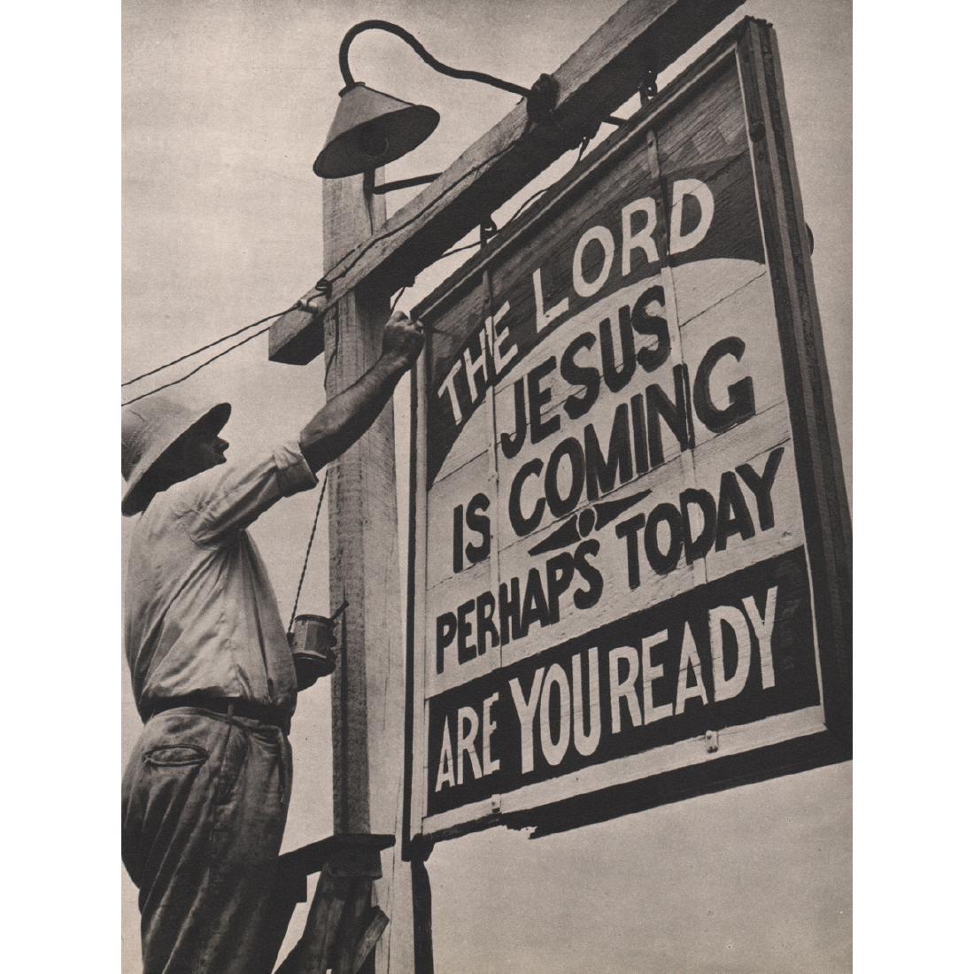 MARGARET BOURKE-WHITE - Preacher, Augusta, Georgia: Artist: MARGARET BOURKE-WHITE Print Title: Preacher, Augusta, Georgia Medium: Sheet-fed Gravure Printing Date: 1930's Printed in the USA Image Size approx: 7 x 9 inches Margaret Bourke-White (1904-197