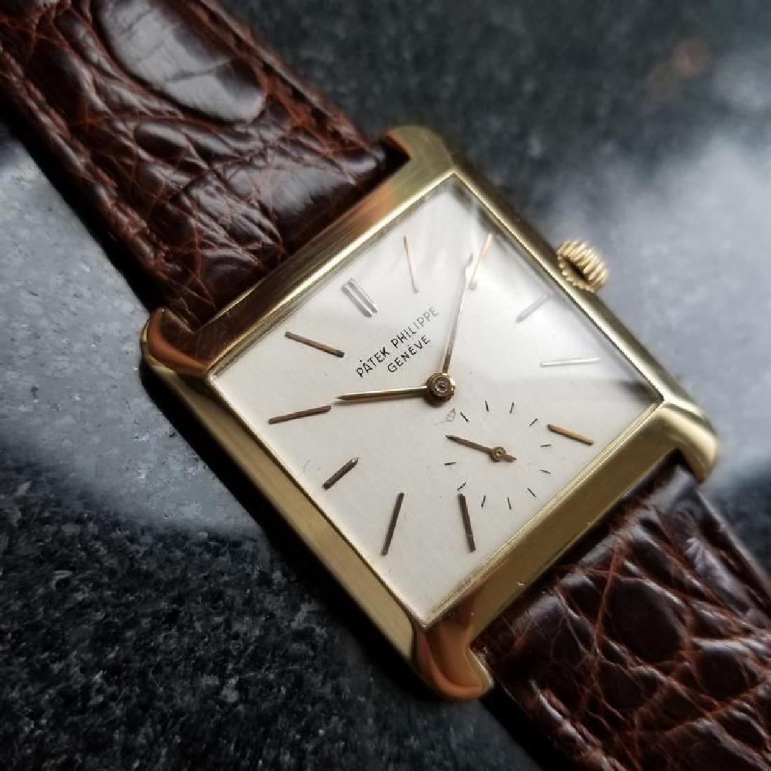 PATEK PHILIPPE Men's 18K Solid Gold Ref.2488 Hand-Wind,: Timeless luxury, men's 18k solid gold Pate Philippe 2488 hand-wind dress watch, c.1950s. Verified authentic by a master watchmaker. Gorgeous Patek Philippe silver dial, applied gold indice hour marker