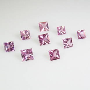 4.26 Ct Natural 9 Pink Sapphire Square Necklace Set: Title: 4.26 Ct Natural 9 Pink Sapphire Square Necklace Set Stone Clarity: VVS Gemstones: Natural Sapphire Carat Weights: 4.26 Size/Dimensions: 4.0x4.0 to 4.5x4.0 mm / 9 PC's Additional Information: