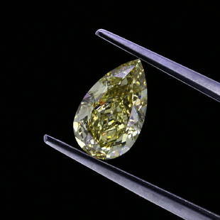 Natural Fancy Brownish Greenish Yellow 2.12 ct. VS1: Natural Fancy Brownish Greenish Yellow 2.12 ct. VS1 pear shape Diamond, GIA certified with Very Good cut and Good polished, Best suitable for the pendant and ring centerpiece. It is crafted and