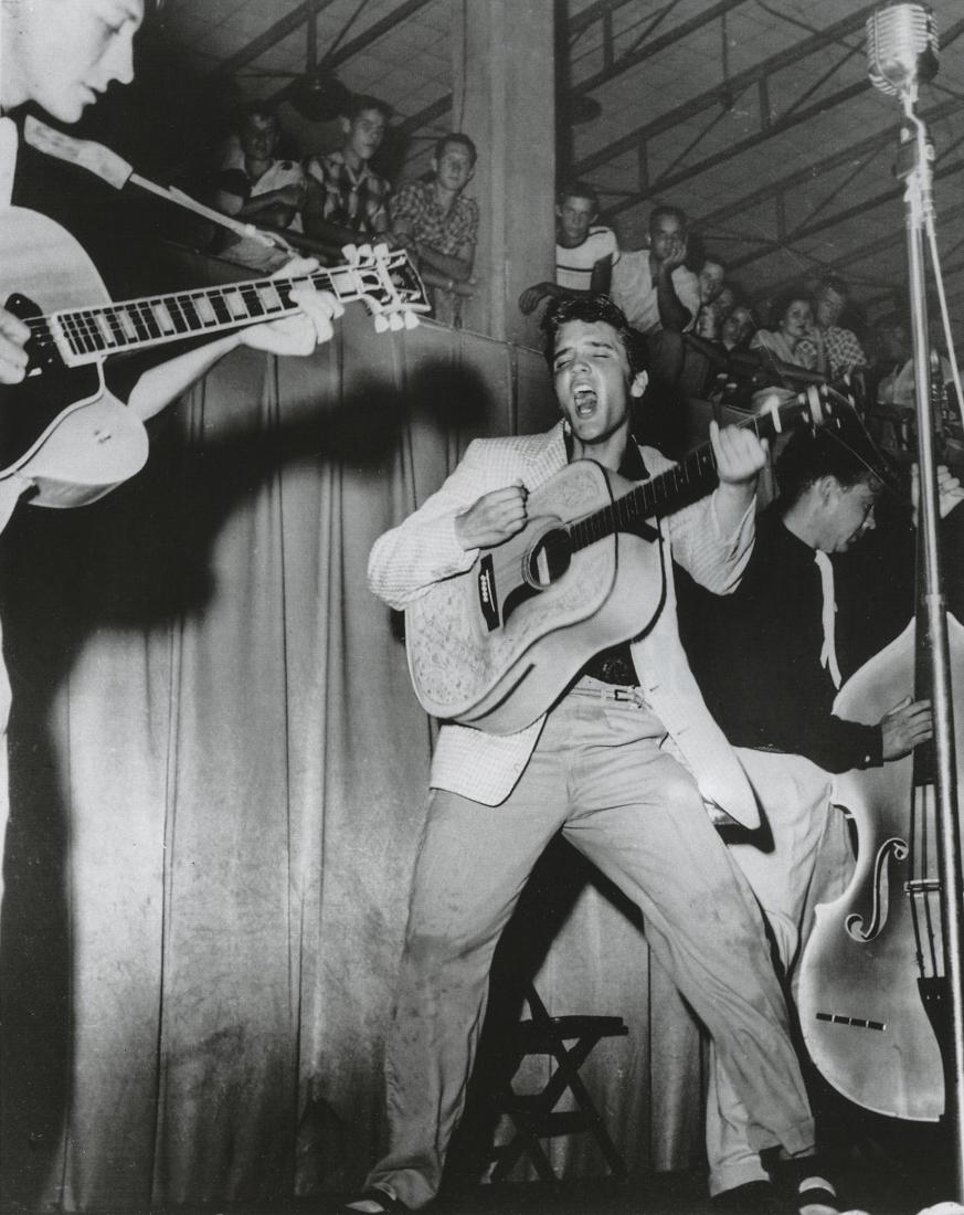 WILLIAM ROBERTSON - Elvis Presley, Florida, 1955: Artist: William Robertson Title: Elvis Presley, Fort Homer Hesterly Armory, Florida, 1955 Medium: Photo Litho, 2009, Singapore Dimensions: 7.15x9" Heat Wax Mounted on 11x14" Conservation Board Reserve