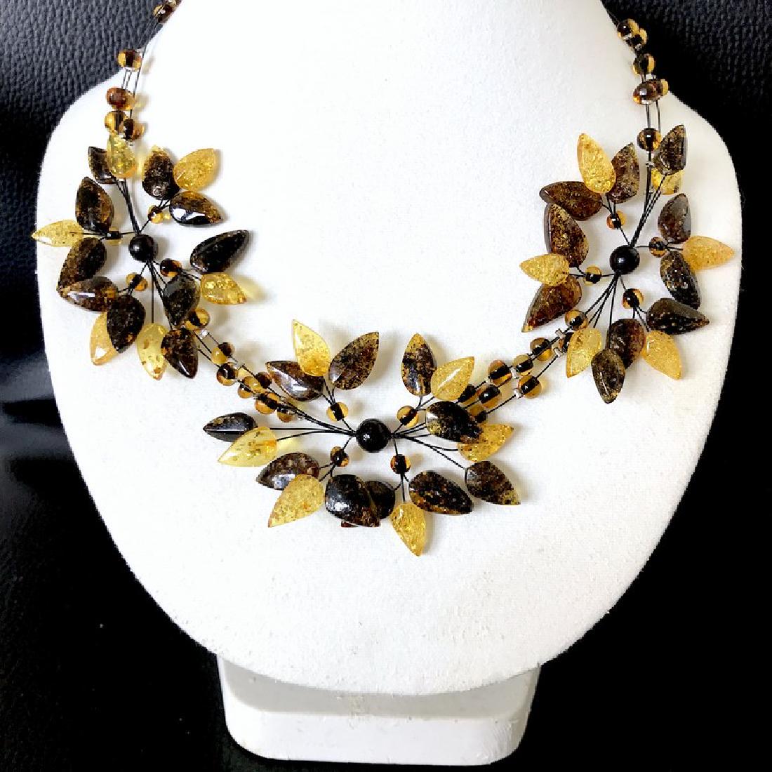 Splendid carved Baltic amber floral necklace (1 of 9)