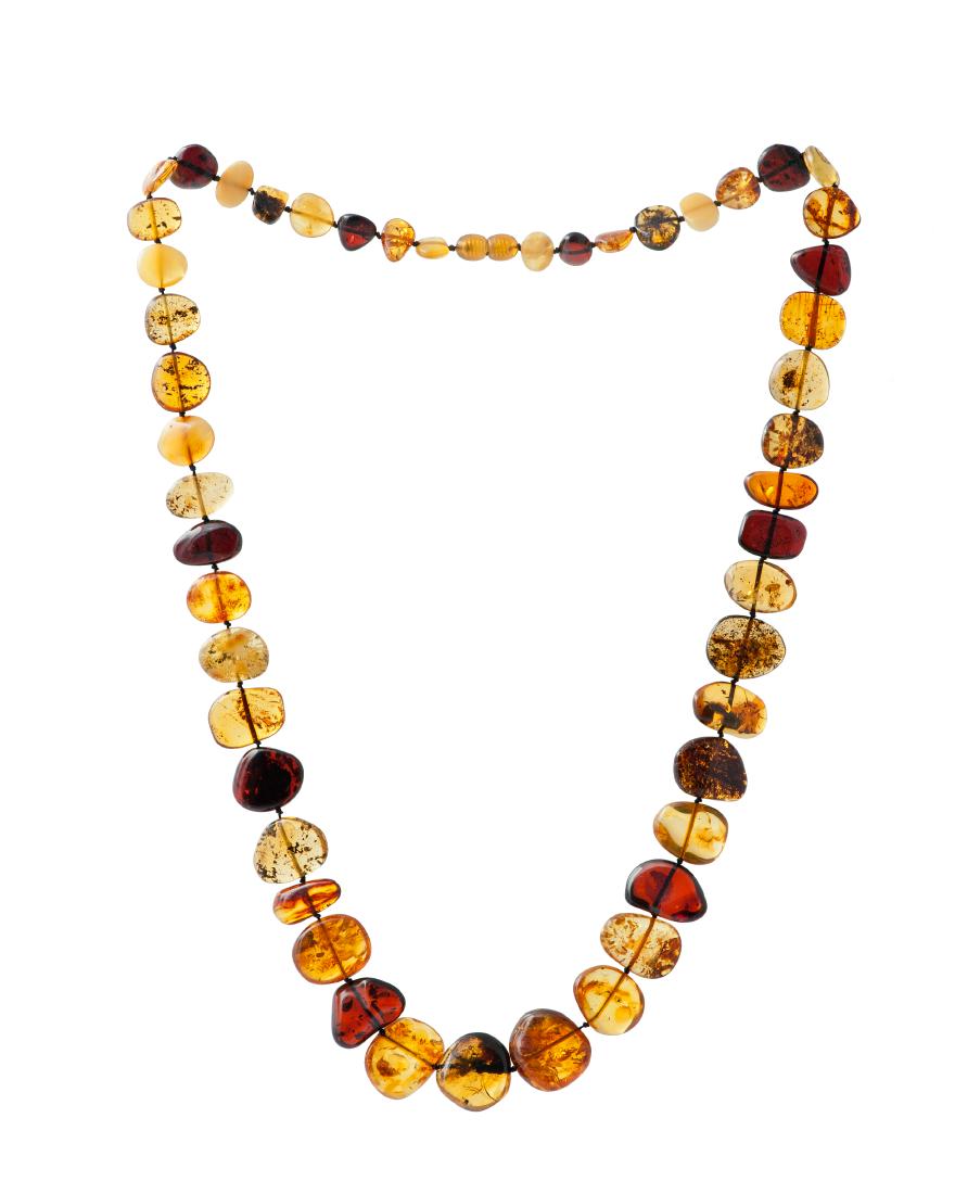 Natural Baltic Amber Necklace: Title: Natural Baltic Amber Necklace Materials: Natural Baltic Amber Weight in grams: 45.3 Natural Baltic Amber Necklace. Big nugget shaped. Lemon cognac and cherry colors. 55 cm Reserve: $111.99 Ship