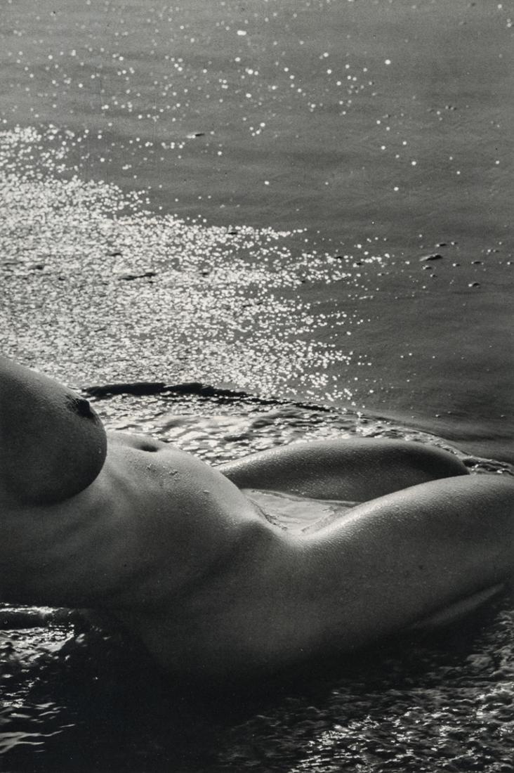 LUCIEN CLERGUE - Nude at Shore, 1971: Artist: Lucien Clergue Title: Nude at Shore, 1971 Medium: Gravure, 1982, USA Dimensions: 6.3x9.5" Heat Wax Mounted on 12x16" Conservation Board Lucien Clergue (1934 – 2014) was a French photographer