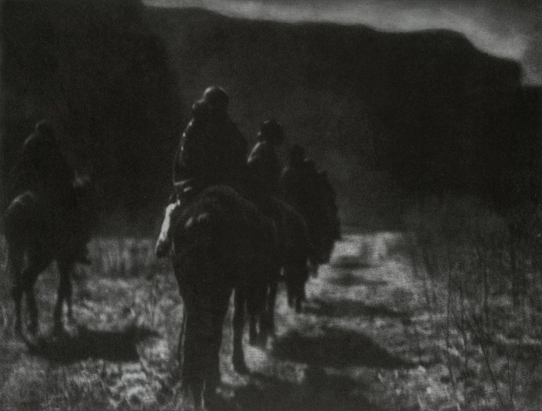 EDWARD S. CURTIS - The Vanishing Race - Navaho: Artist: Edward S. Curtis Title: The Vanishing Race - Navaho Medium: Photo Litho, 2002, China Dimensions: 7.2x5.45" Heat Wax Mounted on 8.5x11" Conservation Board Edward Sheriff Curtis (1868-1952) was 