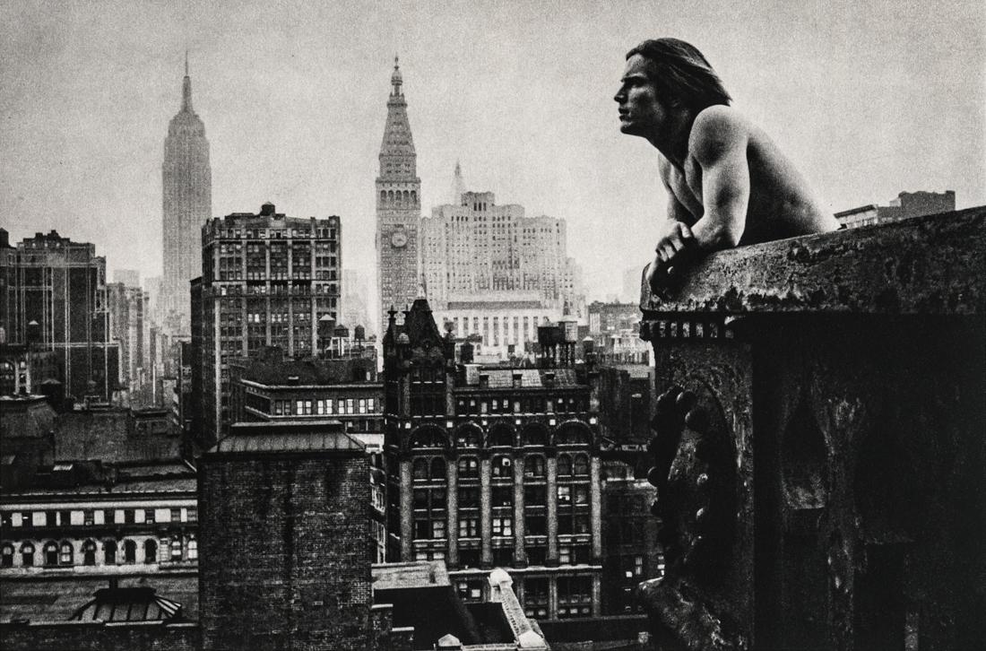 DUANE MICHALS - Joe Dallesandro as a Gargoyle: Artist: Duane Michals Title: Joe Dallesandro as a GargoyleMedium: Sheet Fed Gravure, 1988, Japan Dimensions: 9x5.95" Heat Wax Mounted on 11x14" Conservation Board Duane Michals (b. 1932) is an America