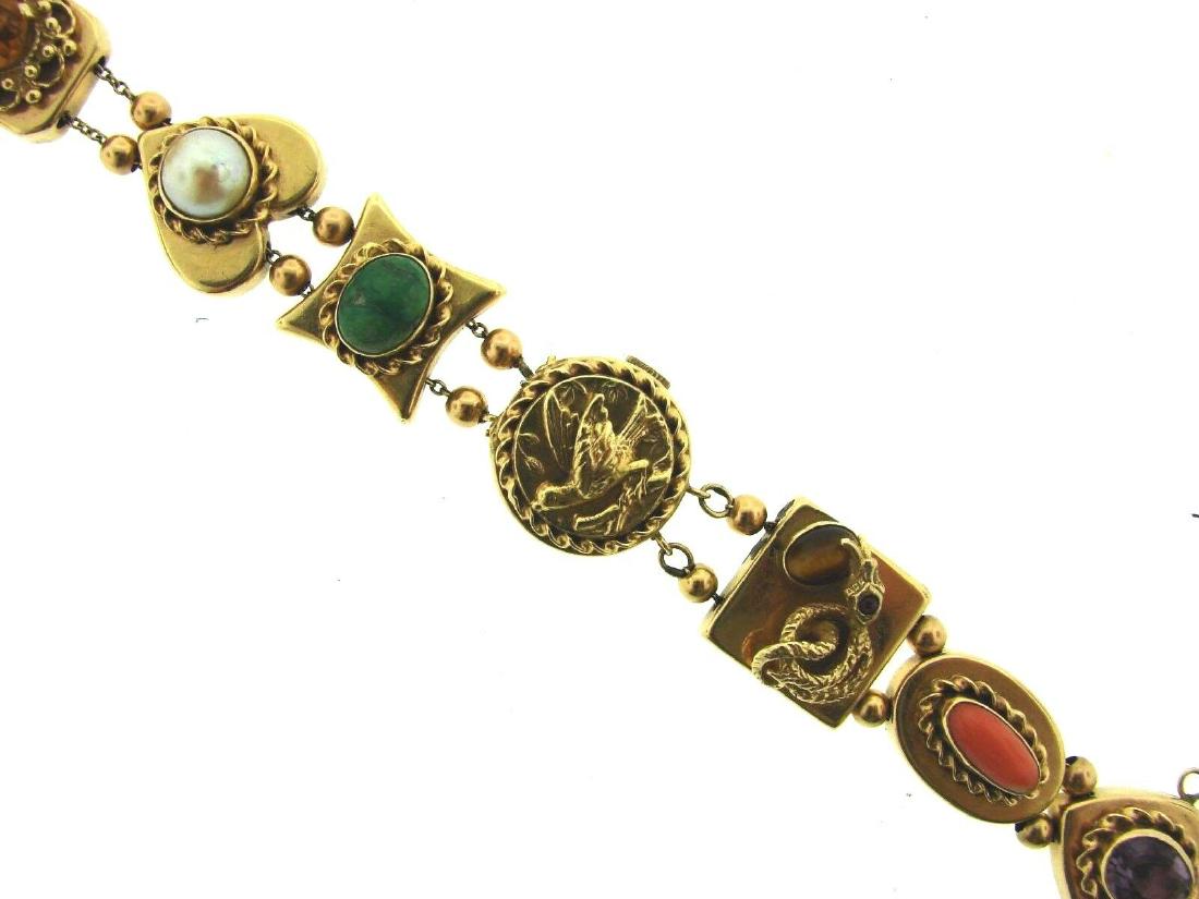 GORGEOUS 14k Yellow Gold & Gemstone Slide Bracelet (1 of 6)