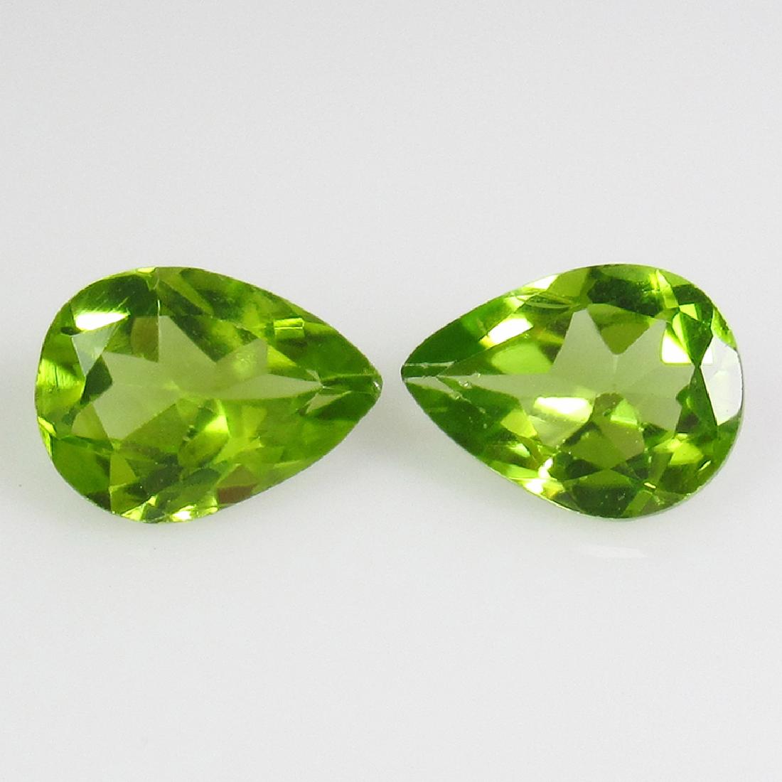3.30 Ct Genuine Peridot Square 9X7 mm Pear Pair (1 of 2)