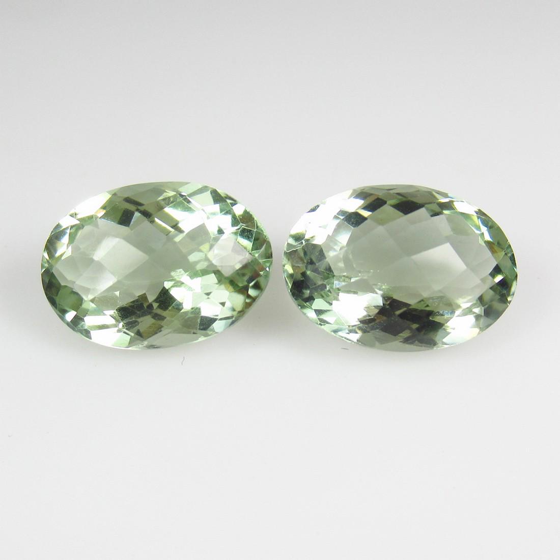 11.40 Ctw Natural Green Amethyst Oval Checkerboard Pair (1 of 2)