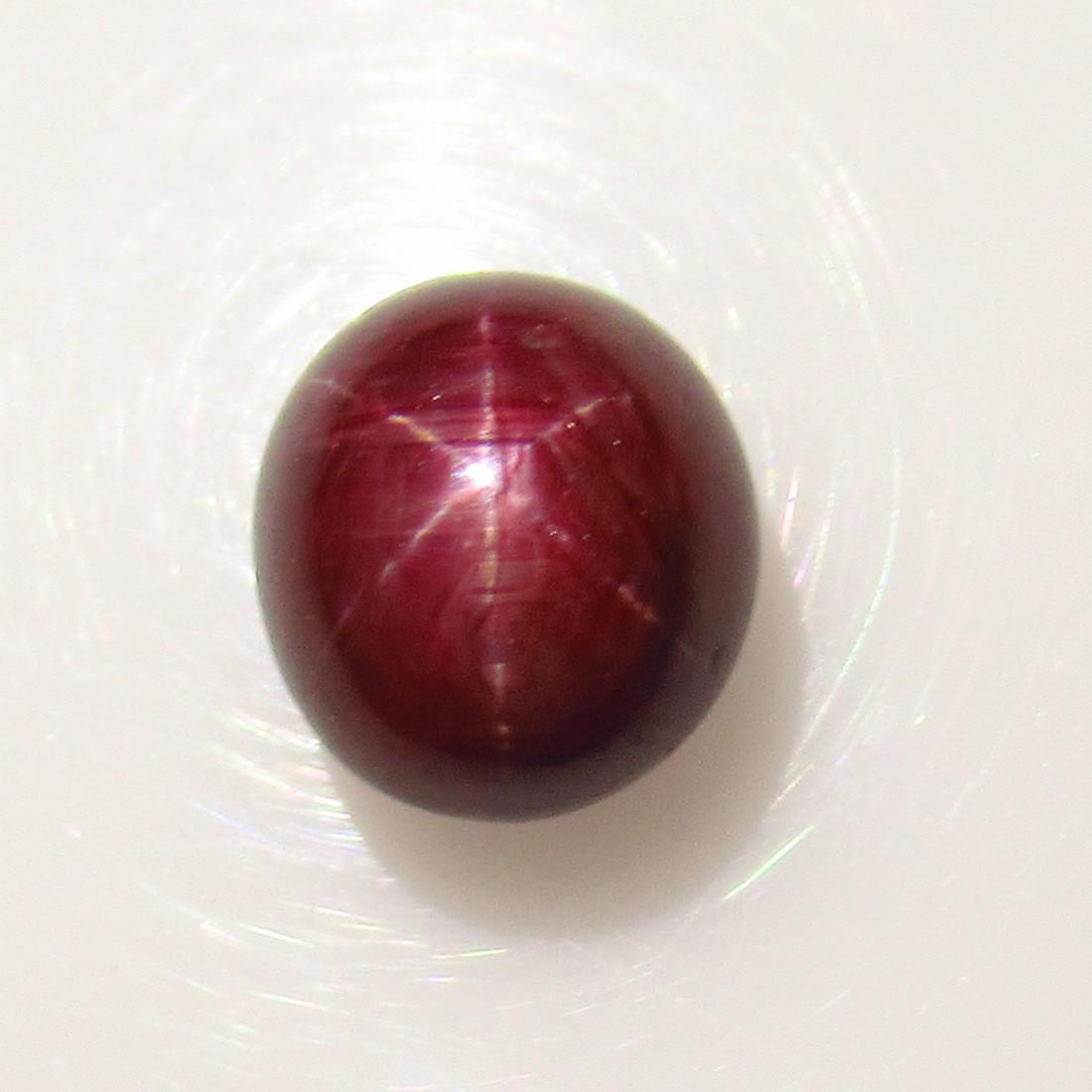 3.48 Ct Genuine Six Line Red Star Ruby 8X7 mm Oval Cab (1 of 2)