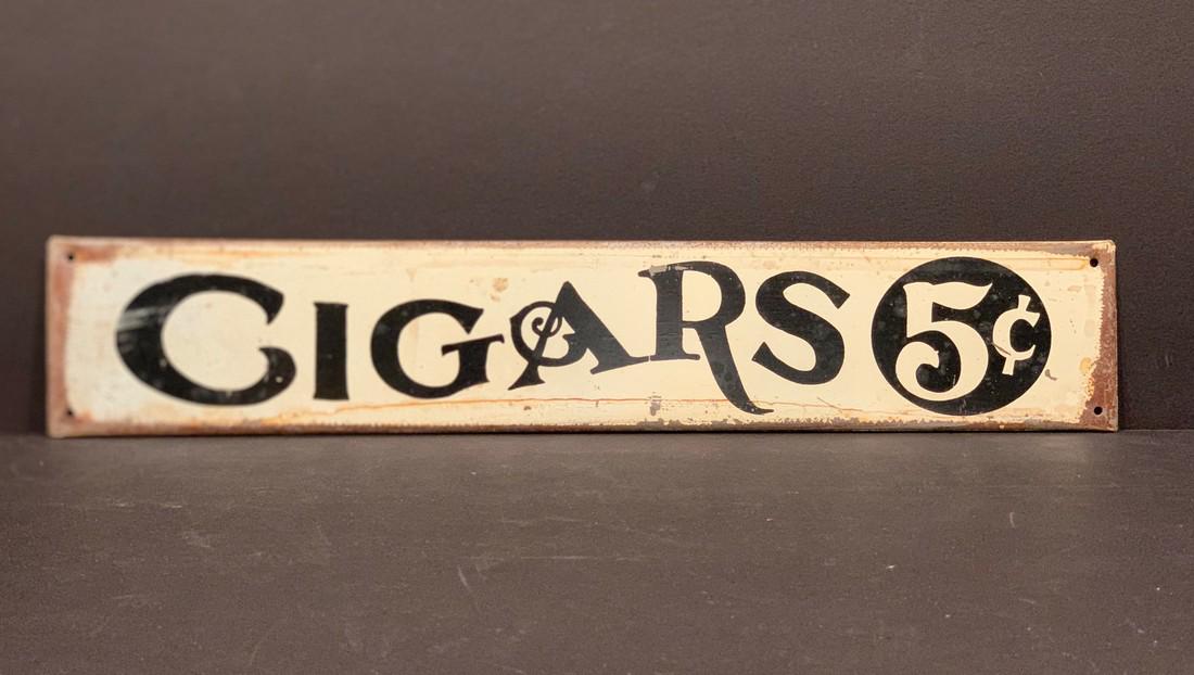 CIGARS 5 cents trade sign, early 20th c (1 of 3)