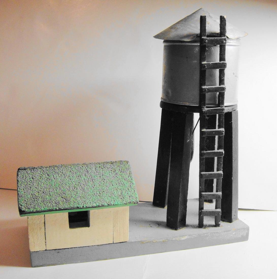 Folk Art Train Water Station With Train Station House (1 of 3)