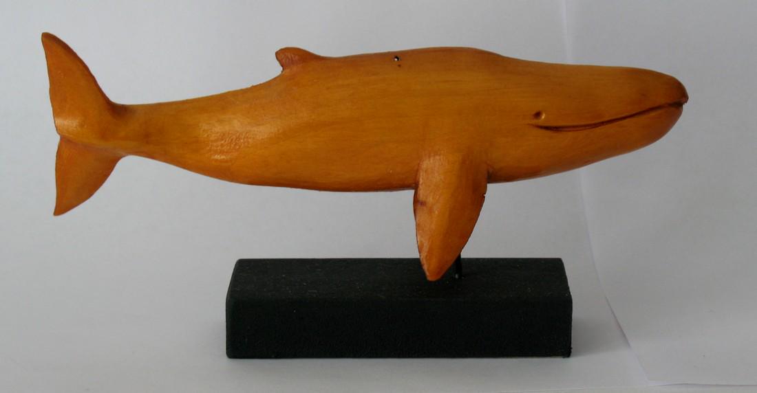 Vintage Cearved Whale.: Title: Vintage cearved whale. Date/Period: 1960's Dimension: 9 1/2” long Provenance:Nice vinage folk art whale carving from Cape Cod. Shipping: Domestic: Flat-rate of $25.00 to anywhere within the c