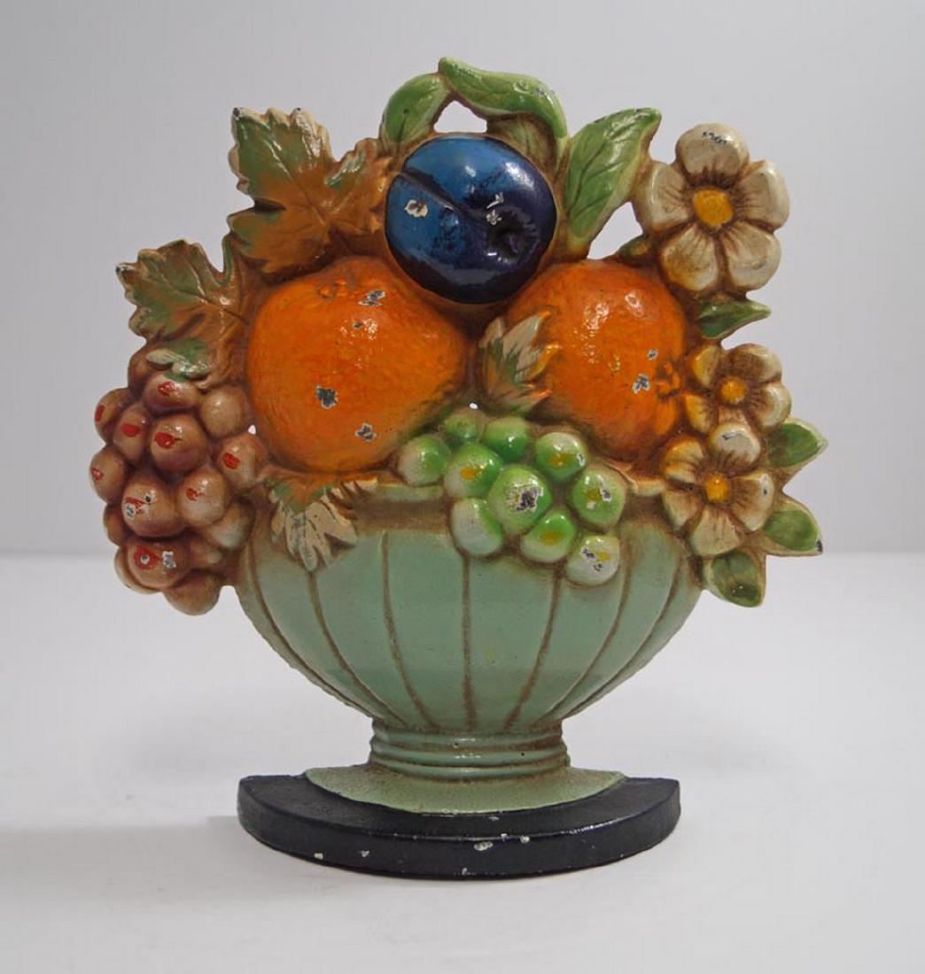 Fruit Bowl & Flowers Cast Iron Hubley Doorstop (1 of 6)