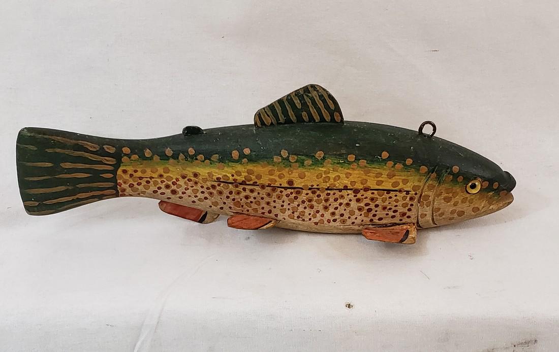 Large Outstanding Speckled Trout Fish Decoy Ca 1950's (1 of 4)