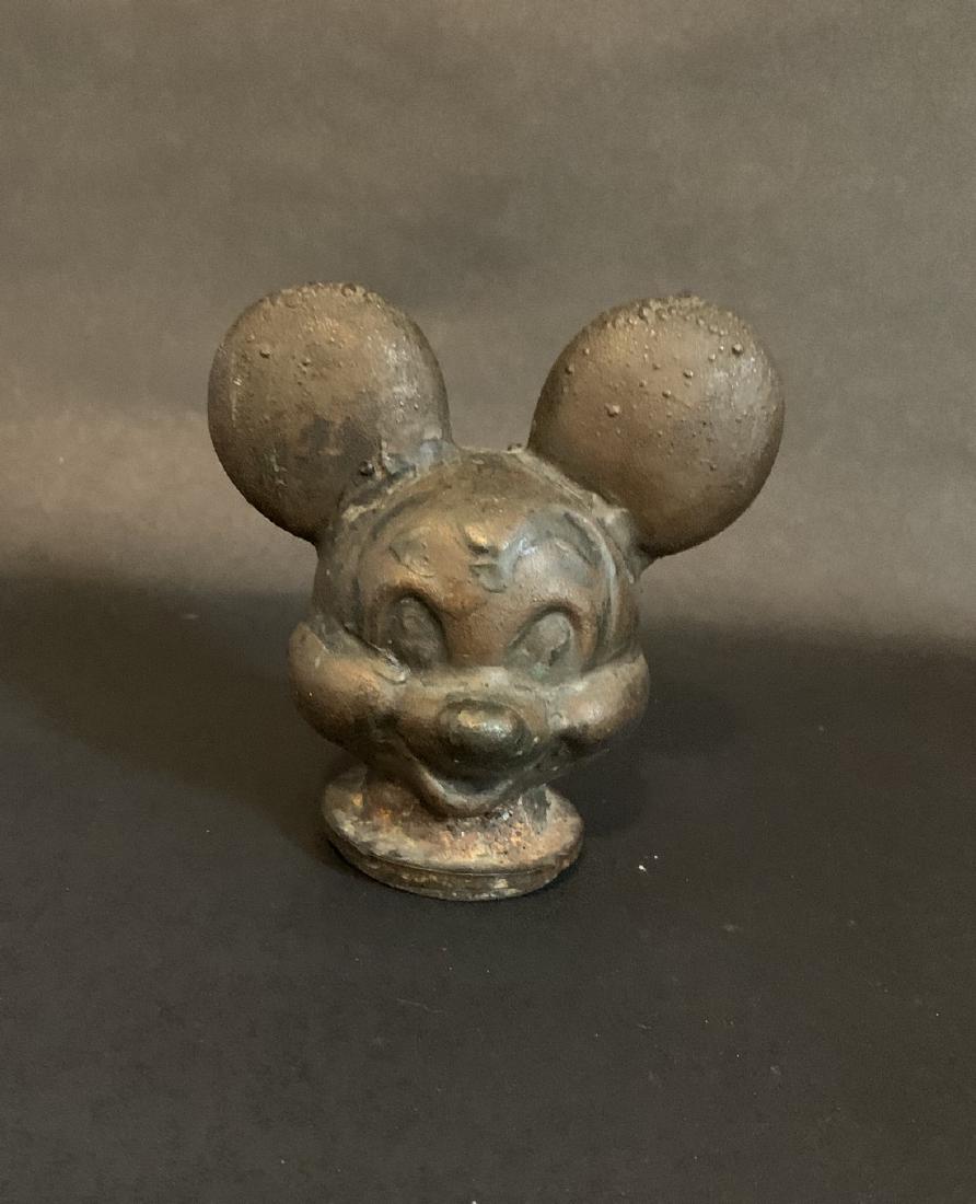 Industrial Toy Mold Mickey Mouse: Title: Industrial Toy Mold Mickey Mouse Date/Period: 60-70’s Origin: USA Dimension: 4.5H 1.5D 4.5L Material: Metal Provenance:Amazing patina vintage toy mold marked Walt Disney. Rare and hard to fin