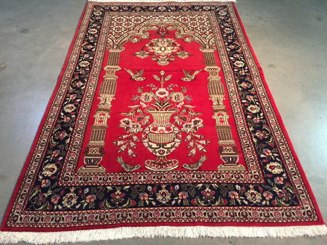 FINE AUTHENTIC PERSIAN QUM PICTORIAL RUG 3'.3"X5'.3" (1 of 10)