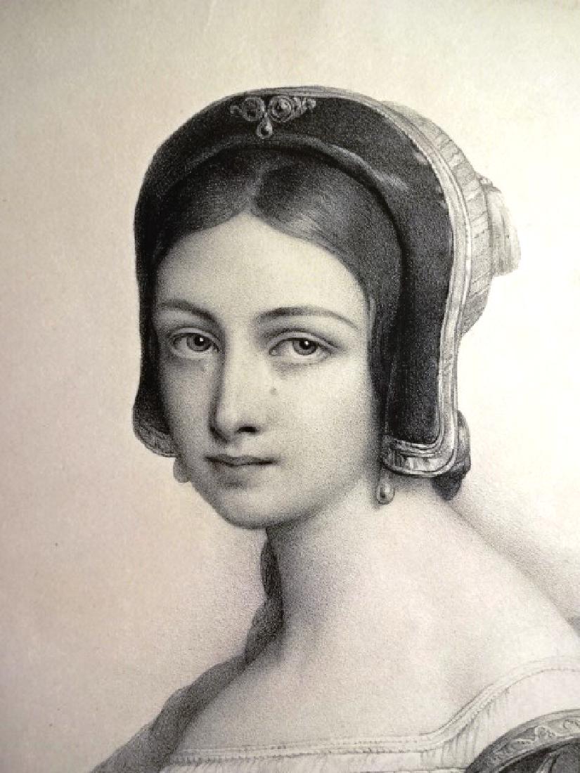 1830 Beautiful Grevedon Engraving Jeanne Gray: Beautiful lithograph engraving by Henri Grevedon circa 1830, Paris, of “Jeanne Gray, Reine d’Angleterre”. Fine, measures 13.5 x 17.5”. Reserve: $30.00 Shipping: Domestic: Flat-rate of $5.00 to